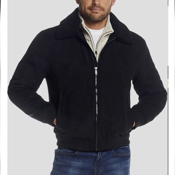 Modern Fit Microsuede Bomber Jacket - Picture 1 of 2